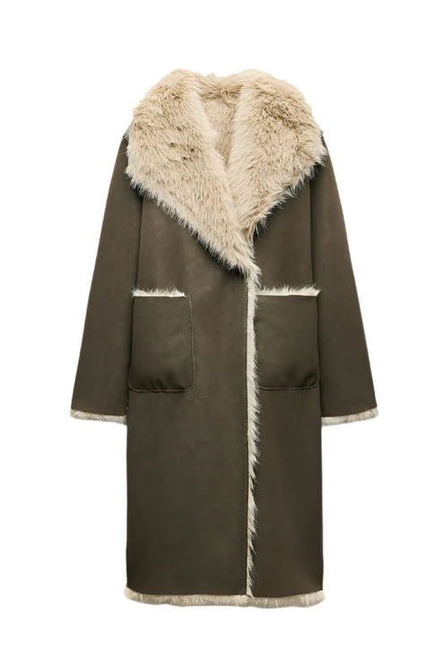 The Vault Reversible Faux-Shearling & Suede Longline Coat