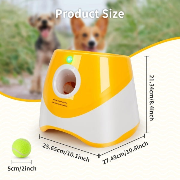 Automatic dog ball launcher side view.