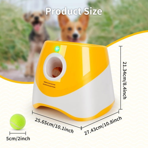 Automatic dog ball launcher side view.
