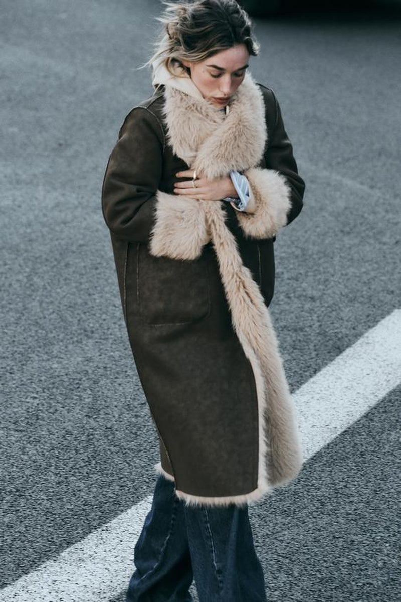 The Vault Reversible Faux-Shearling & Suede Longline Coat